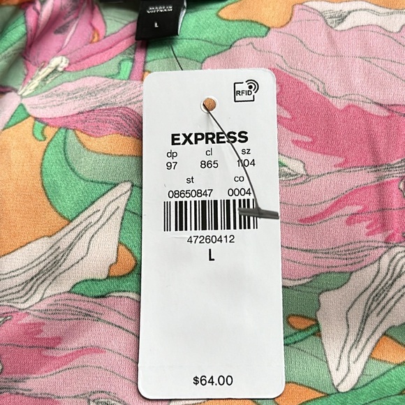 Express Floral V-neck Kimono Sleeve Double Tie Front Top - Picture 14 of 15